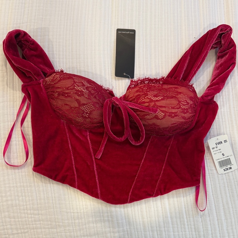 Pink Lace Velvet Bralette
